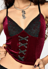 Sia Velour & Lace Bralette Top