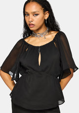 Ari Cape Charm Blouse - Black