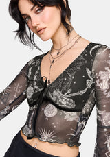 Isolde Medieval Map Velvet Mesh Mix Top