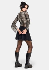 Isolde Medieval Map Velvet Mesh Mix Top