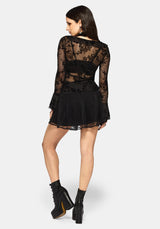 Saski Thorn Flock Mesh Tie Front Top