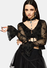 Saski Thorn Flock Mesh Tie Front Top