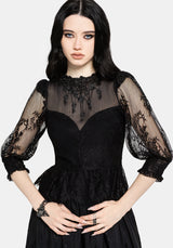 Jade Lace Embroidered Sweetheart Blouse