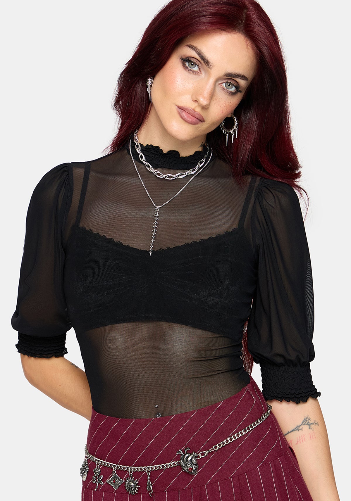 Mave Shirred Mesh Blouse UK 6
