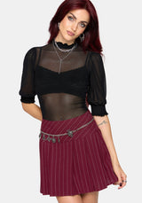 Charli Pinstripe Mini Skirt - Burgundy