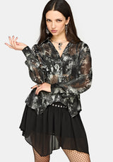 Essie Cinched Jacquard Hanky Hem Shirt
