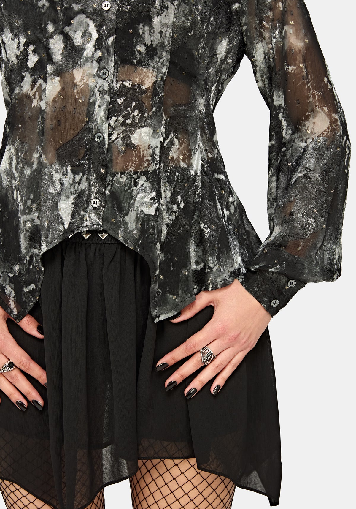 Essie Cinched Jacquard Hanky Hem Shirt