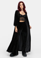 Tigris Embroidered Velour Kimono