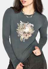 Taeyla Floral Skull Long Sleeve Baby Tee