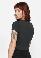 Maypole Fairy Print Crop T-Shirt- Black