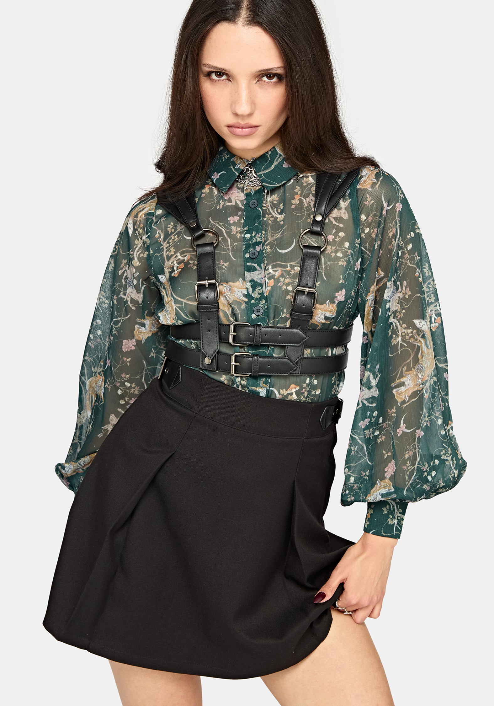 Renard Print Chiffon Shirt