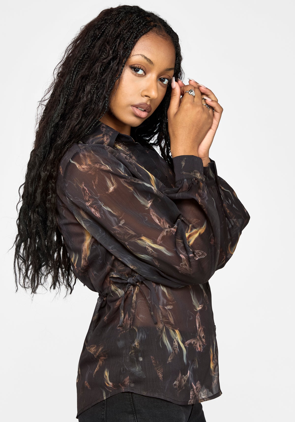 Ember Cinch Waist Chiffon Shirt