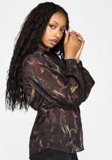 Ember Moth Cinch Waist Chiffon Shirt
