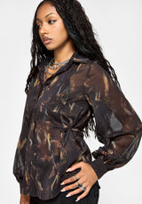 Ember Moth Cinch Waist Chiffon Shirt
