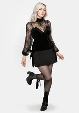 Umbra Lace and Velour Button Up Blouse UK 6