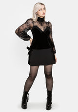 Umbra Lace and Velour Button Up Blouse UK 6