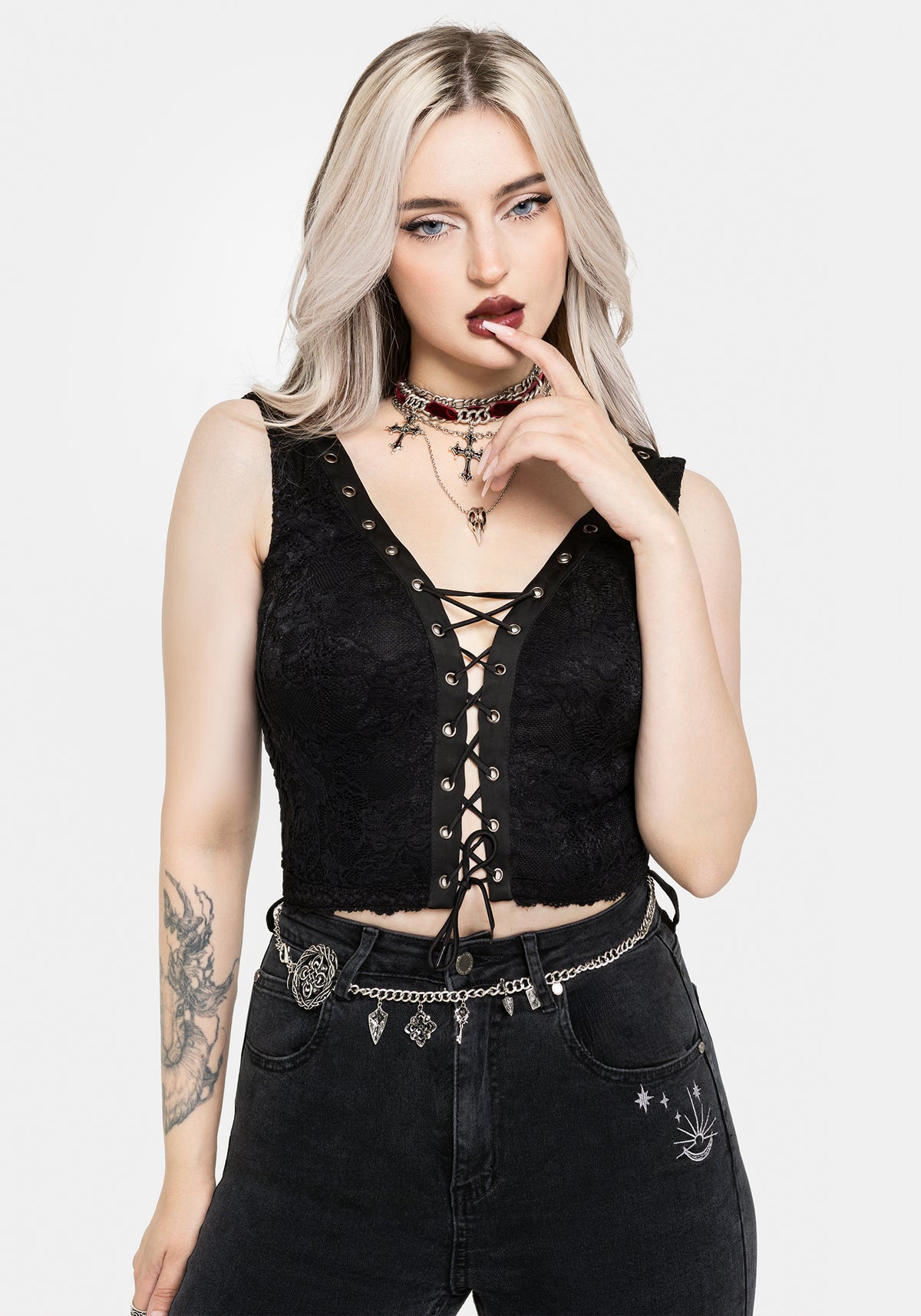 Nylah Lace Up Eyelet Corset Top UK 6