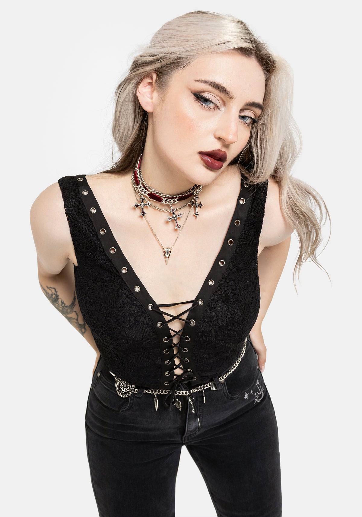 Nylah Lace Up Eyelet Corset Top UK 6