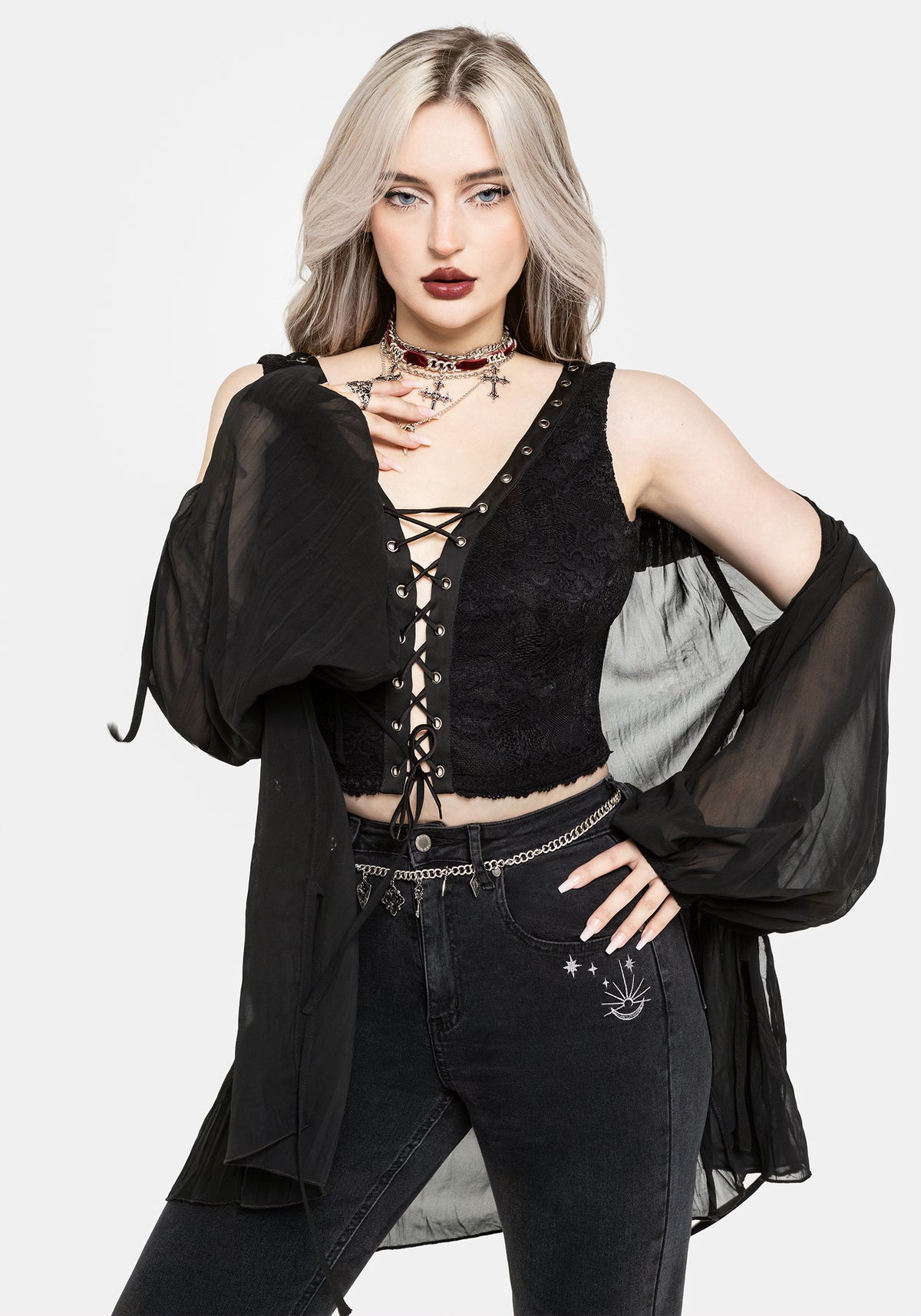 Nylah Lace Up Eyelet Corset Top UK 6
