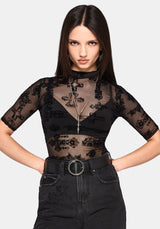 Pyra Jewel Jinx Flock Mesh Top