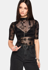 Pyra Jewel Jinx Flock Mesh Top