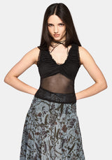Gia Ruche Mesh Top