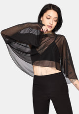 Emmie Black Mesh Poncho