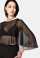 Emmie Black Mesh Poncho