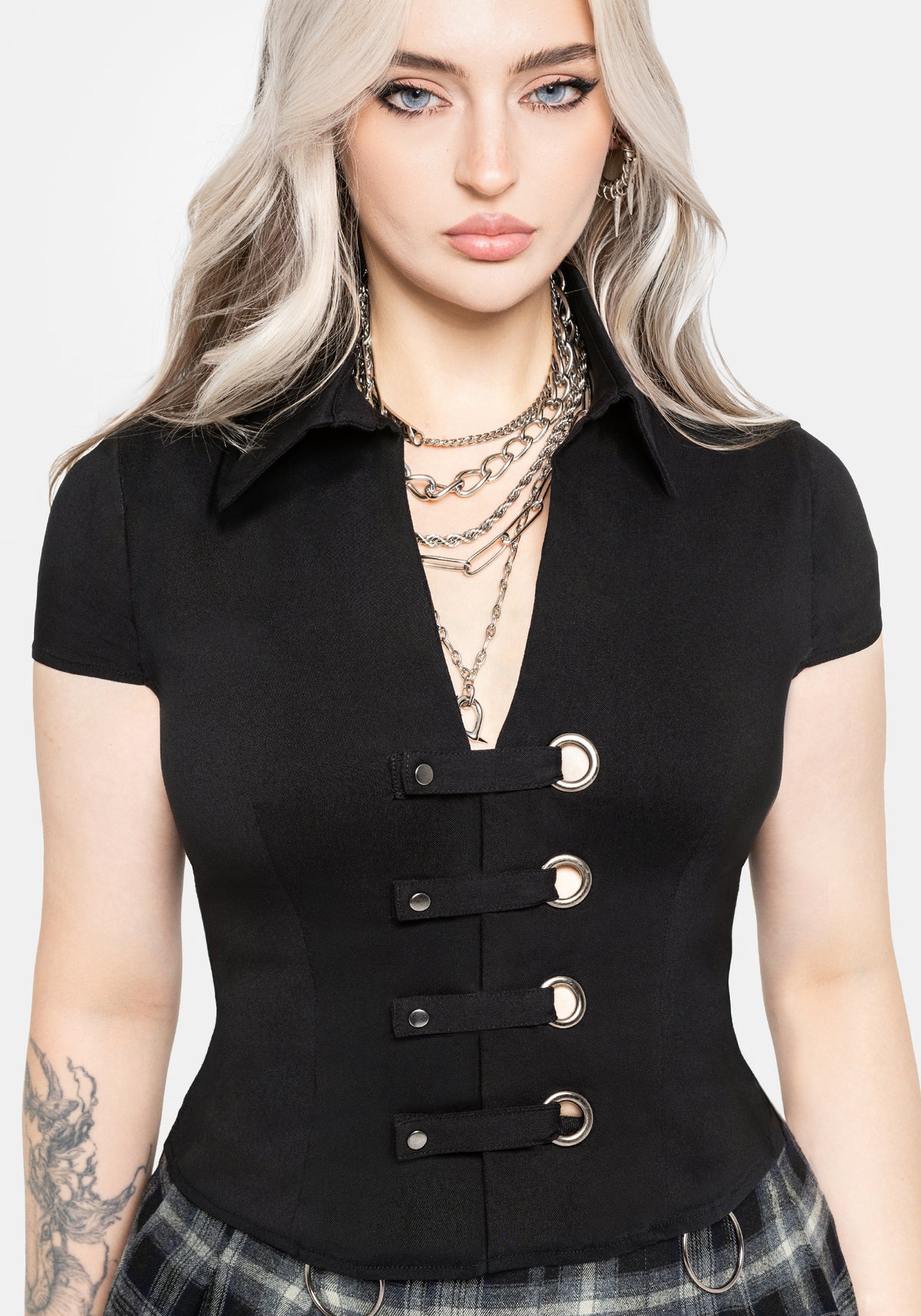 Alina Stripe Bengaline Eyelet Shirt UK 6