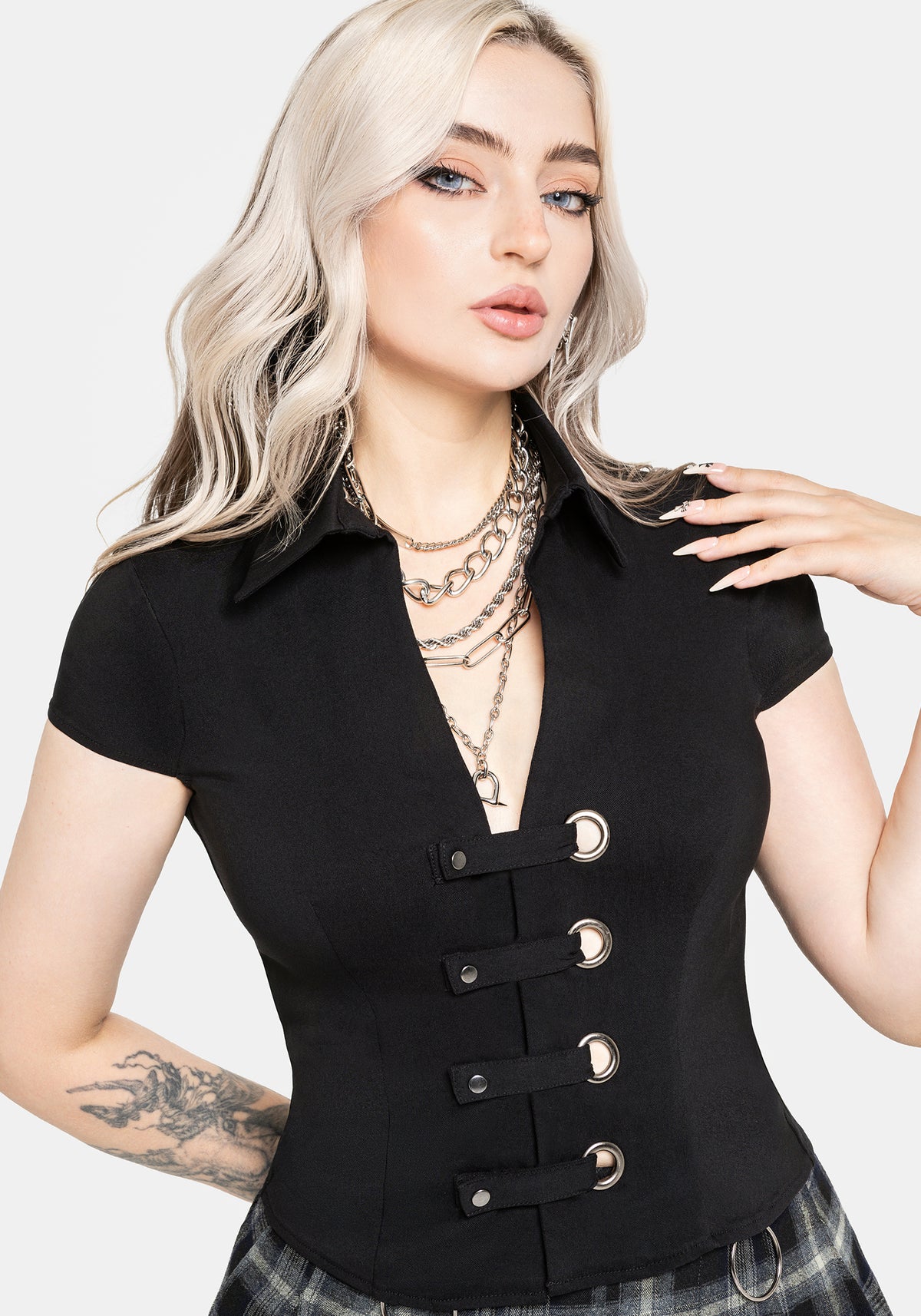Alina Stripe Bengaline Eyelet Shirt UK 6