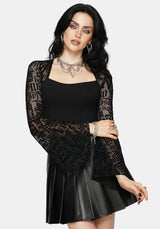 Ashes & Words Square Neck Flock Mesh Top