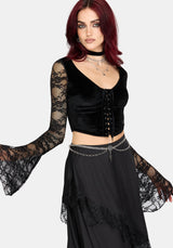 Lara Velour Lace Up Top