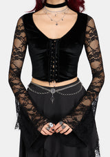 Lara Velour Lace Up Top