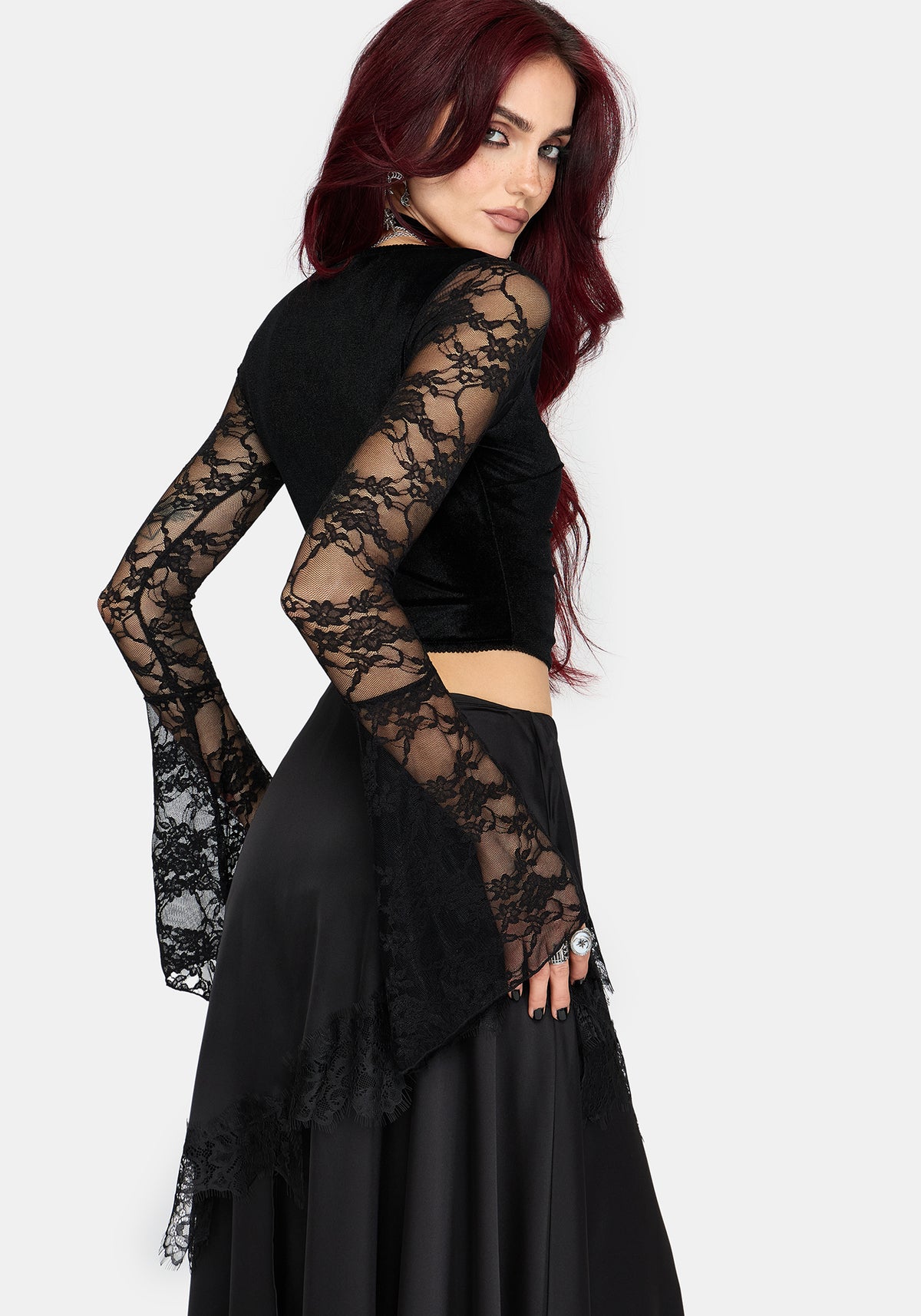 Lara Velour Lace Up Top