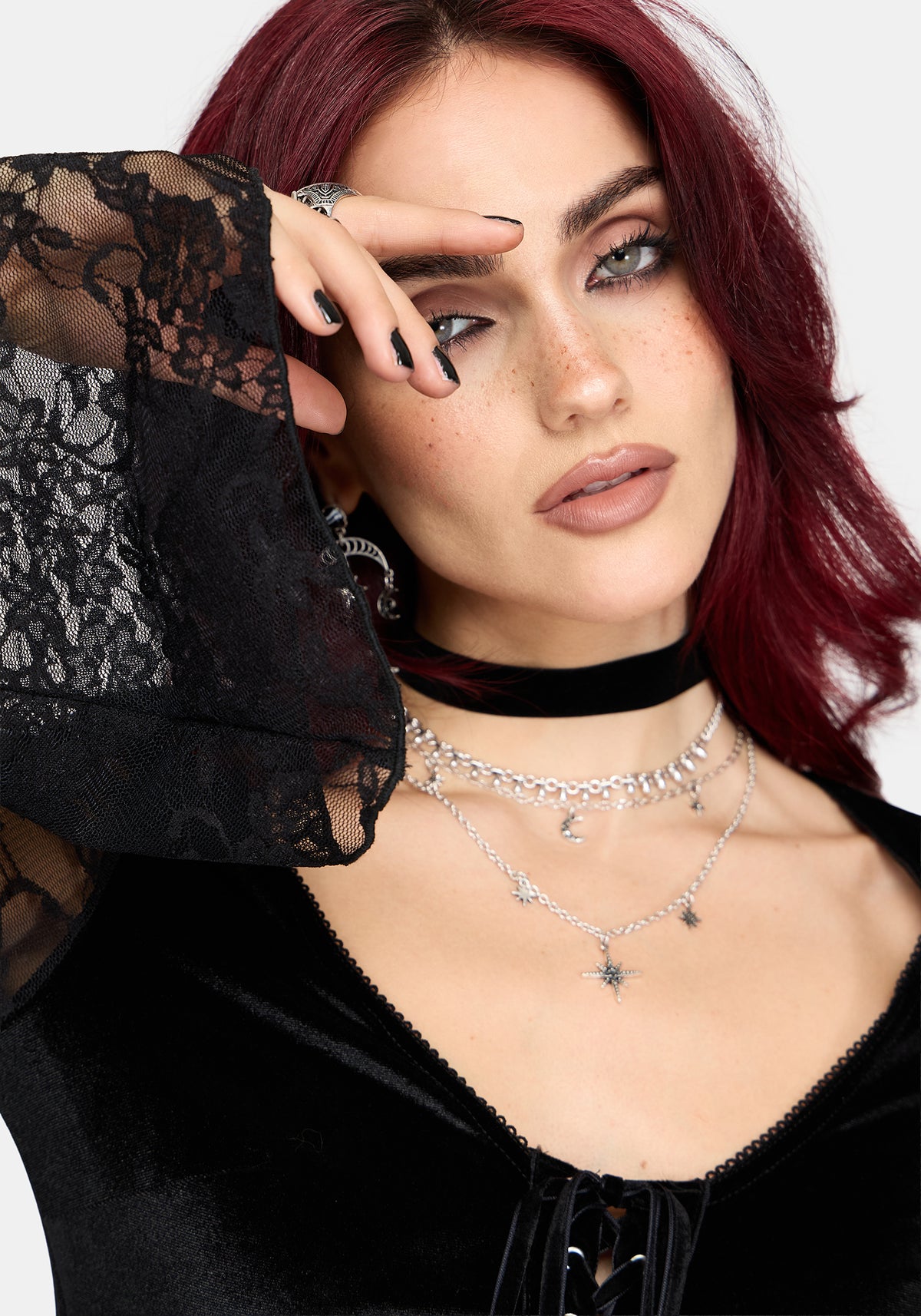 Lara Velour Lace Up Top