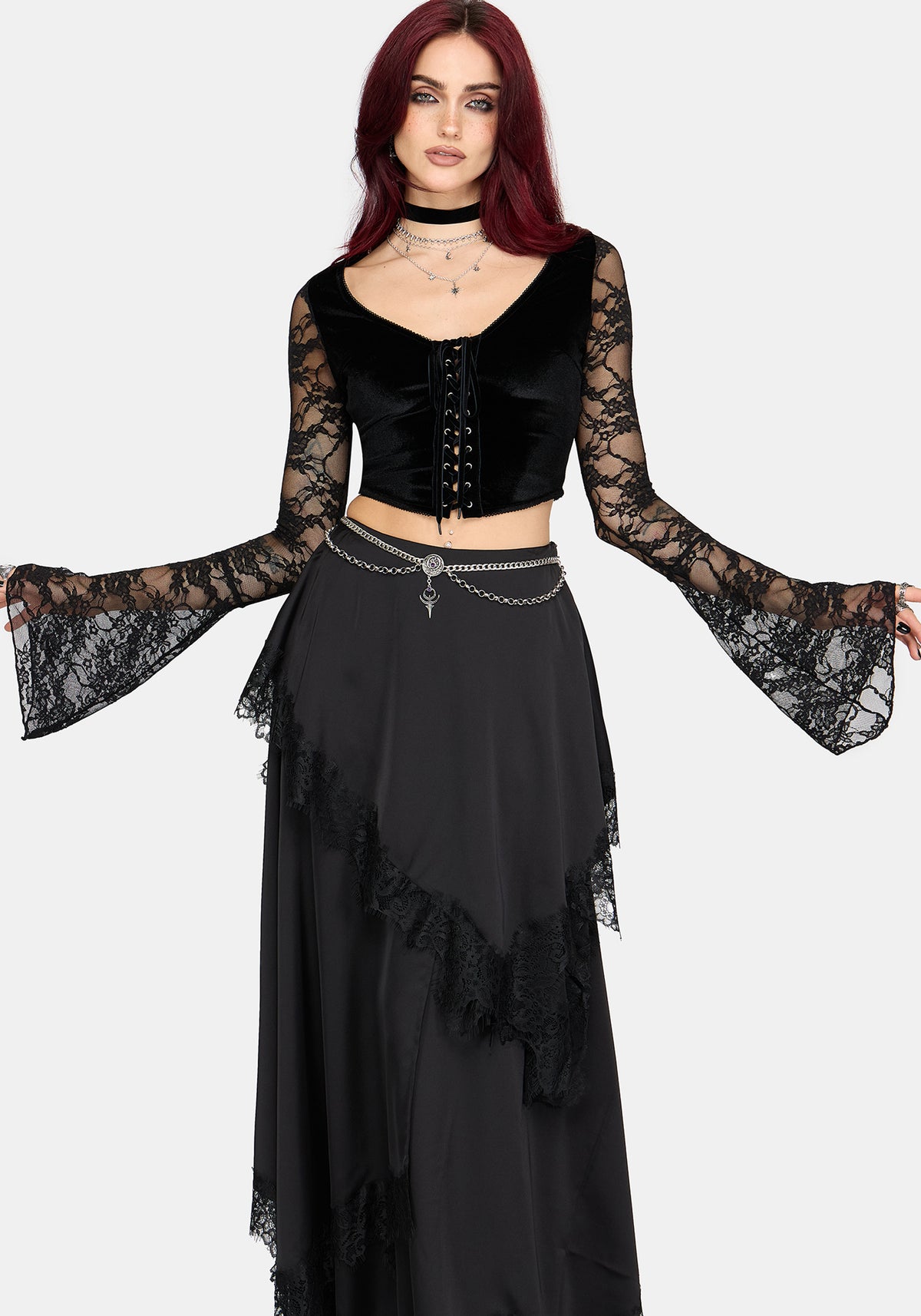 Lara Velour Lace Up Top