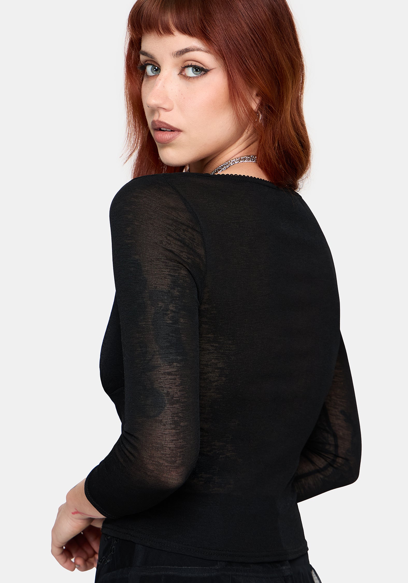 Verity Mesh V Neck Top