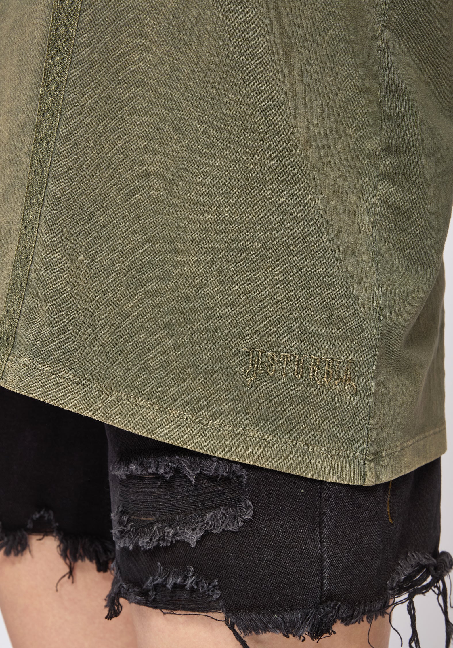 Blake Lace Oversized Graphic T-Shirt - Khaki