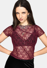 Suri Lace Short Sleeve Tee - Plum