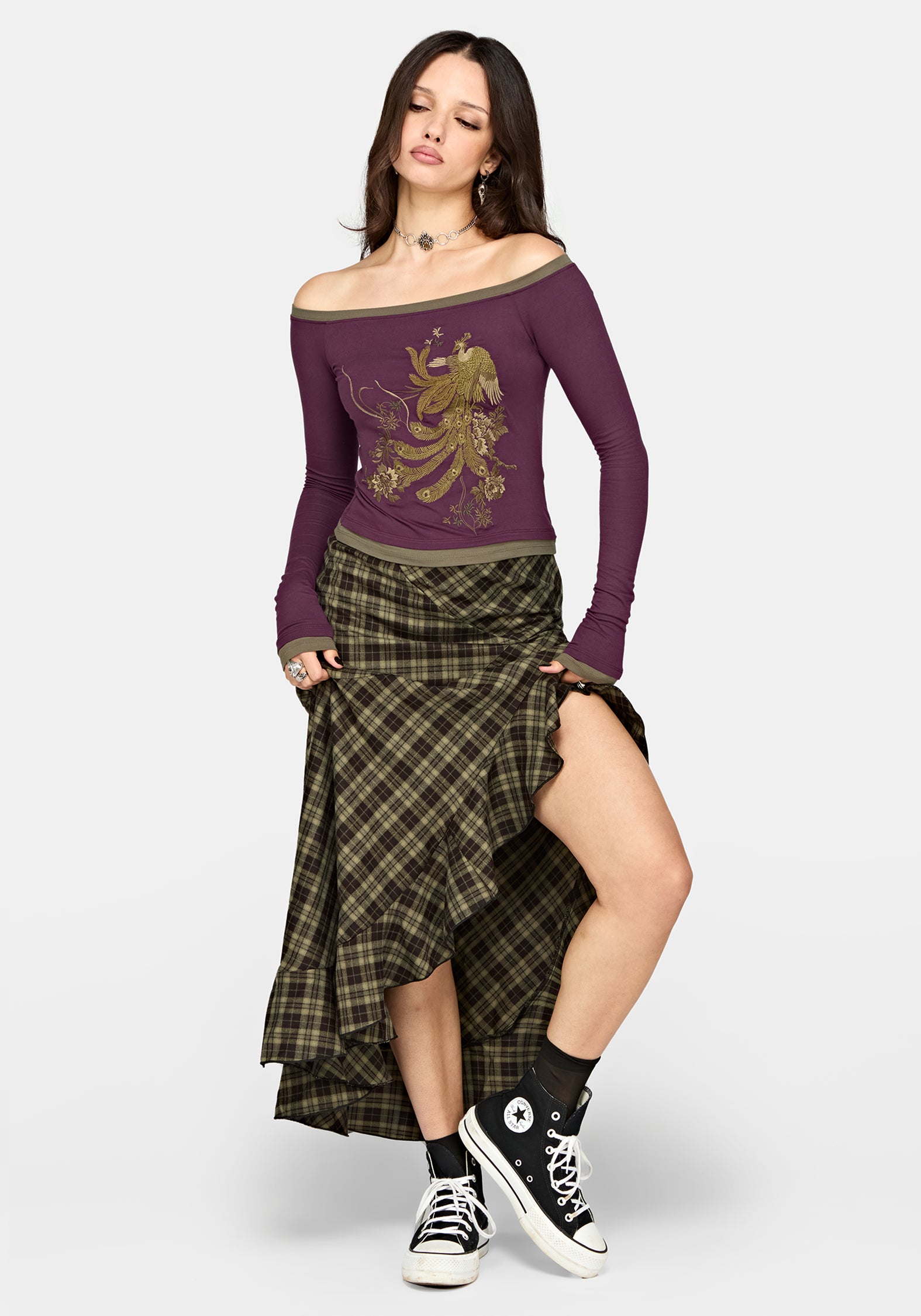 Solara Phoenix Embroidered Off Shoulder Top