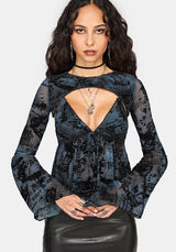 Disturbia x The Witcher Flocked Mesh Shrug Cami Top