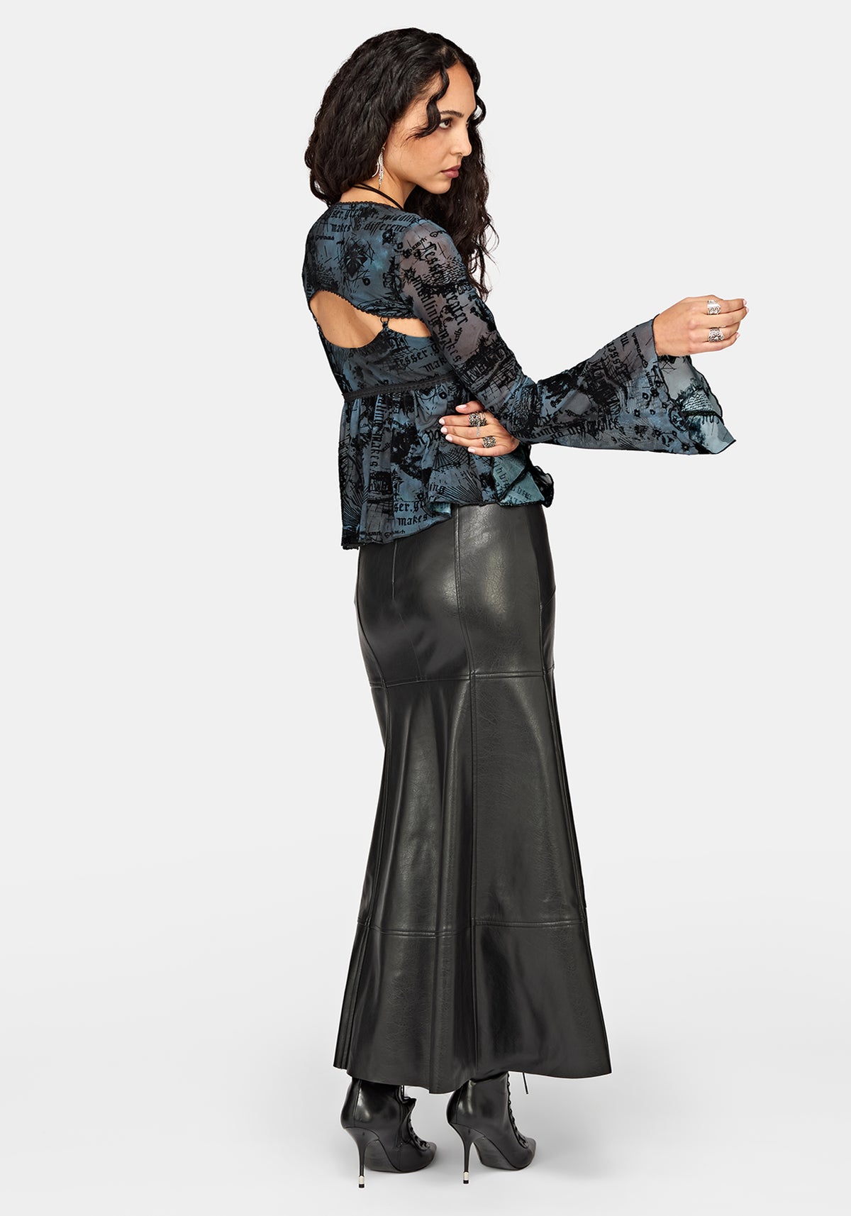 Disturbia x The Witcher Flocked Mesh Shrug Cami Top