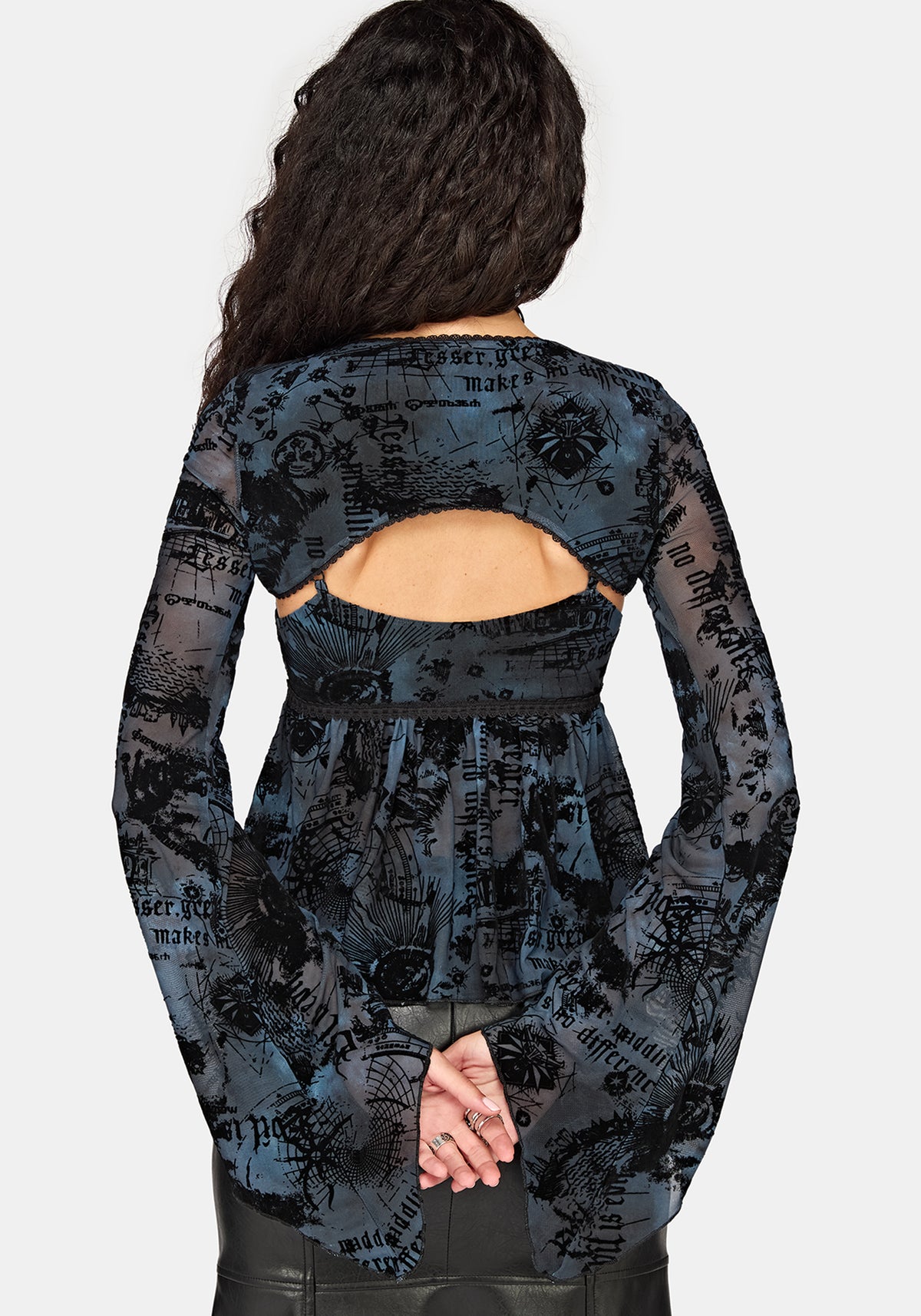Disturbia x The Witcher Flocked Mesh Shrug Cami Top