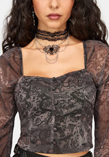 Disturbia x The Witcher Rivia Print Chiffon Top