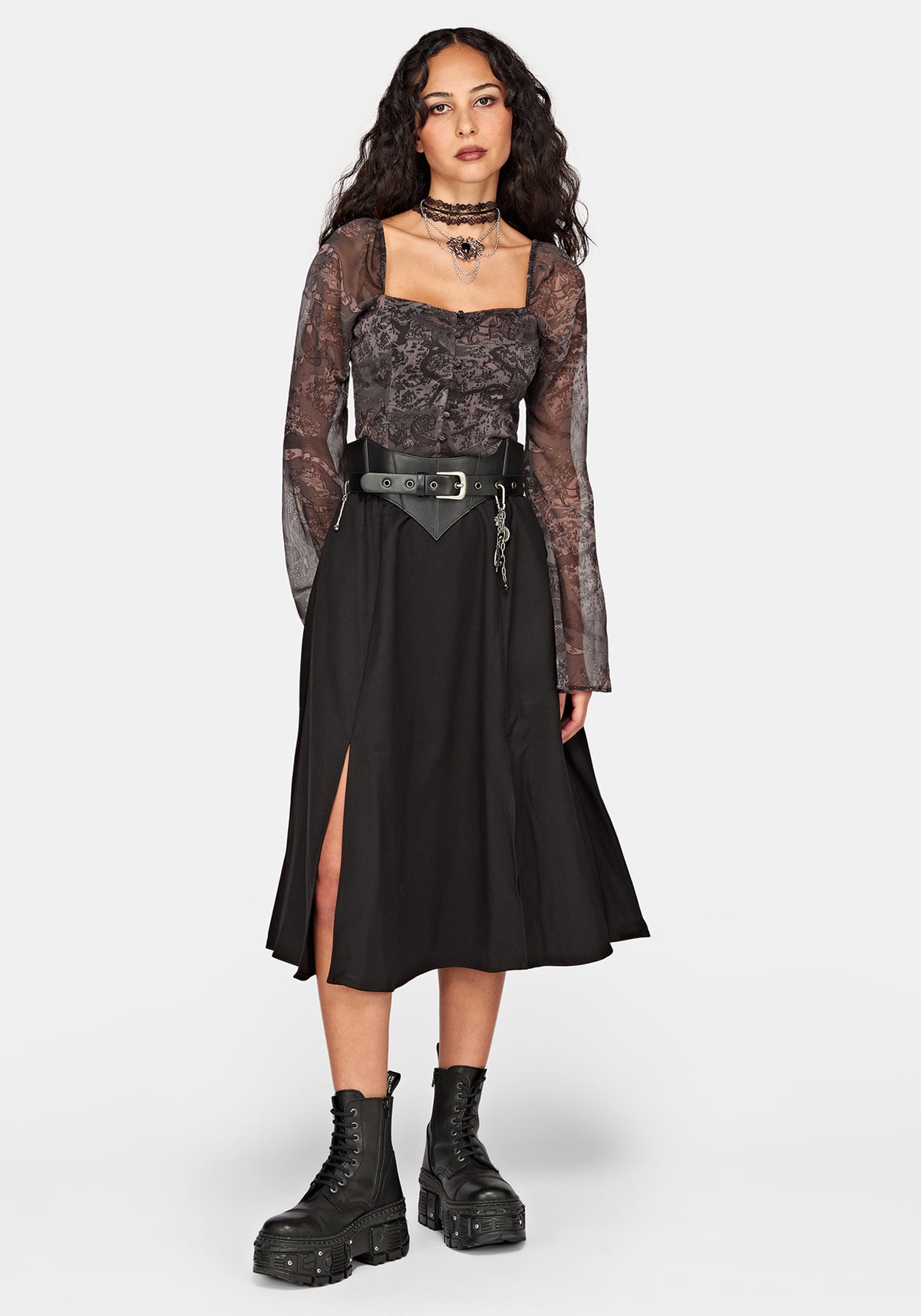 Disturbia x The Witcher Rivia Print Chiffon Top