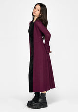 Xana Textured Tie Front Long Cardigan - Purple