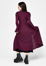 Xana Textured Tie Front Long Cardigan - Purple