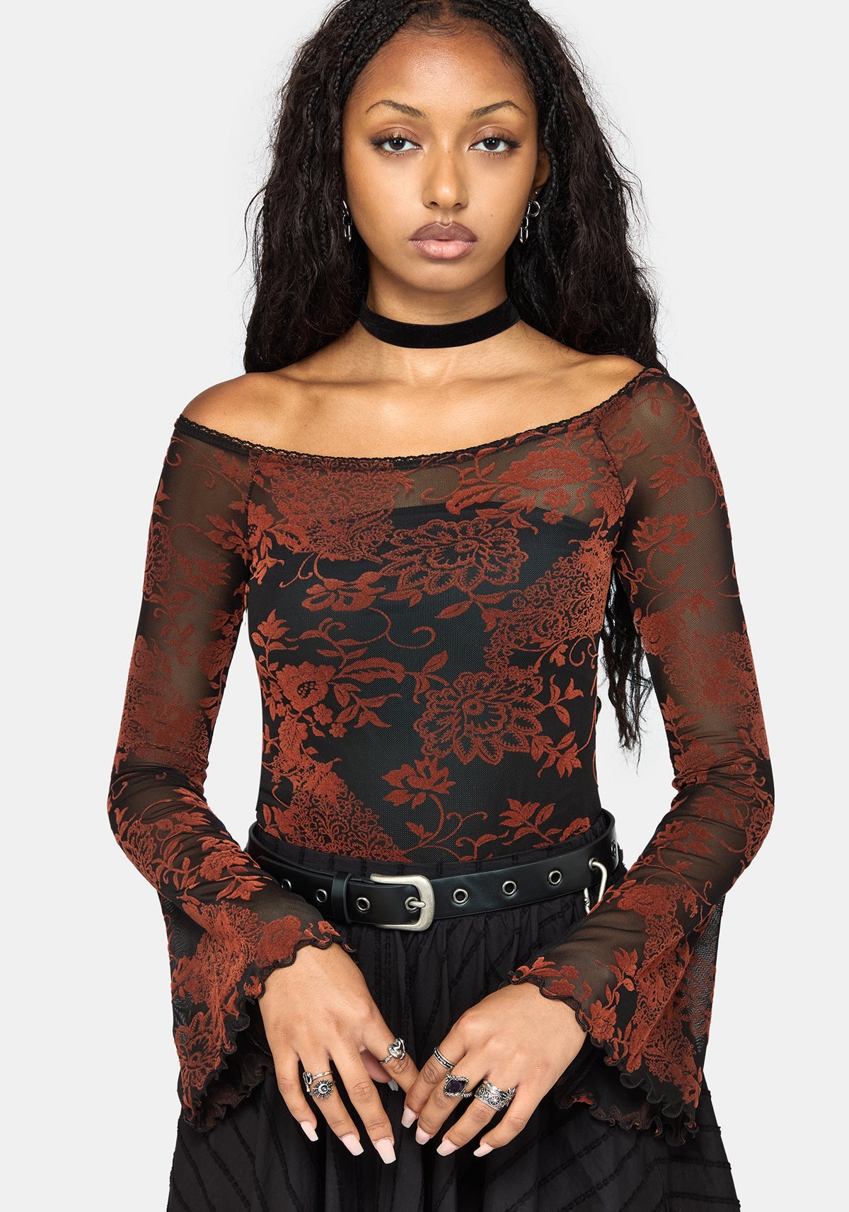 Allegra Flock Off The Shoulder Bodysuit