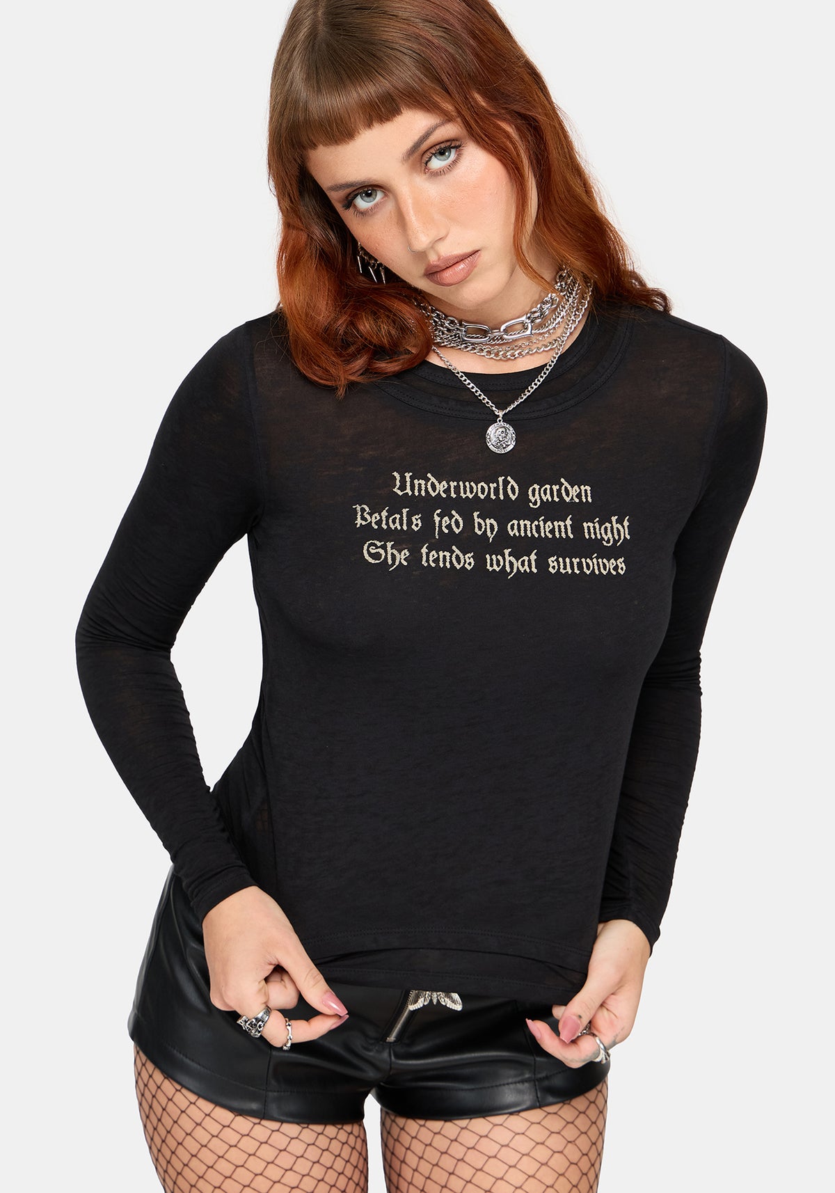 Ancient Long Sleeve Burnout Graphic T-Shirt