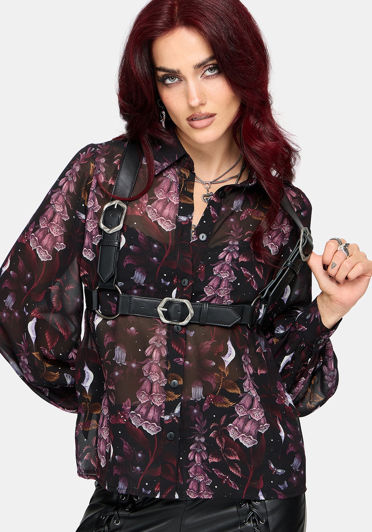 Foxglove Print Chiffon Shirt